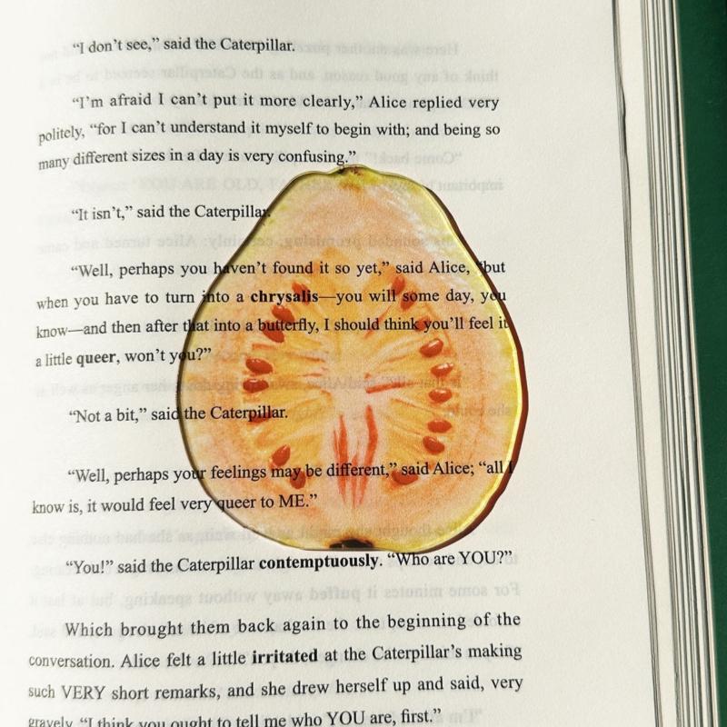 Marque-page en acrylique en forme de fruit Pomme Raisin Simulation Marque-page de lecture transparent Papeterie d'apprentissage Jouet pour enfants Cadeau