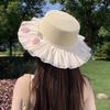 Lace Bow Tulip Straw Hat Women's Summer Seaside Beach Vacation Sun Hat Shade Sun Protection Hat