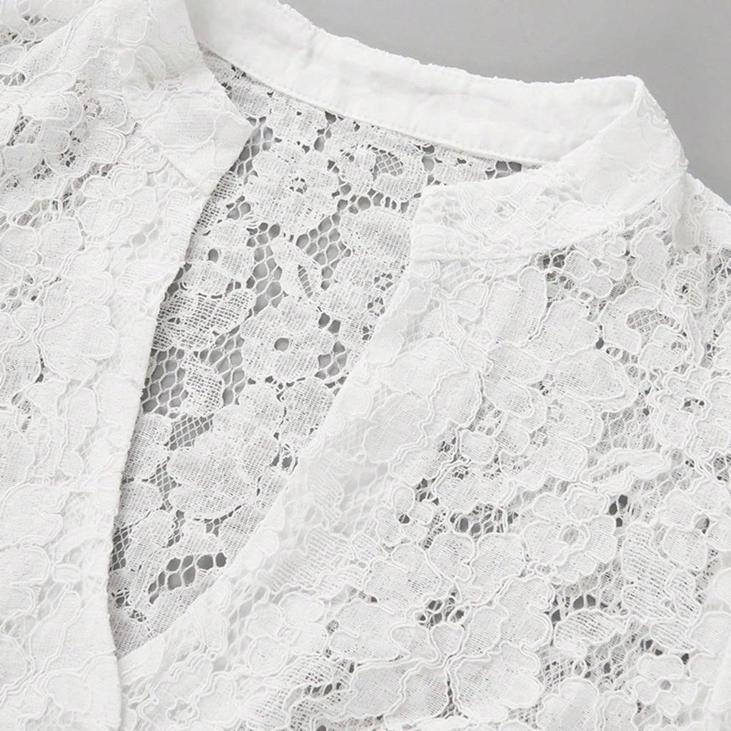 Women's Oktoberfest V-Neck Top - Embroidered Floral Lace Cut-Out Blouse, Bavarian Festival Shirt for Garden Party