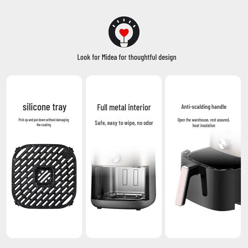 Midea 6.5L Large Capacity Air Fryer CN Plug (adapter Included)