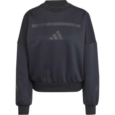 Z.N.E. Series Logo Printed Round Neck Long Sleeve Sweatshirt Soft Comfort Daily Sports Casual Top Women Black JE7855