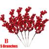 1/30 Branches Dense Berries  Artificial Flowers Bouquet Red Holly Berry Stamen Plants Xmas Tree Christmas Party  Home Decor
