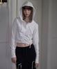 Shirring Hood Crop Long Sleeve [White]