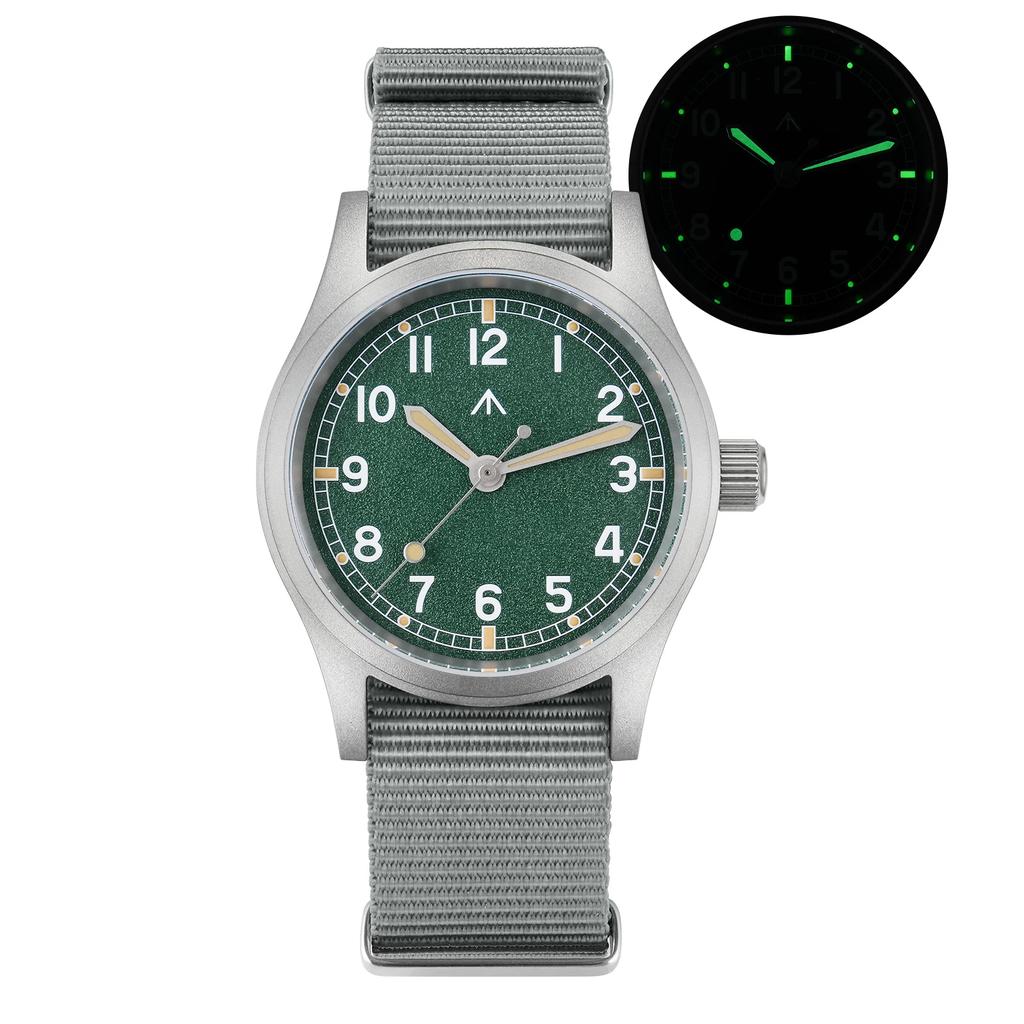 Militado ML12B 38mm Militäruhr VH31 Quarzwerk Gewölbtes Saphirglas C3 Leuchtend Vintage Uhren 100m Wasserdicht