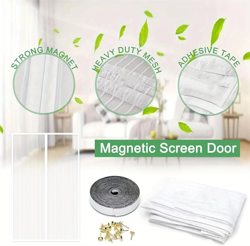 Magnetic Mosquito Door Curtain - Strong Magnet Design,Easy Install & Clean Breathable Polyester Mesh for Home Bedroom Kitchen