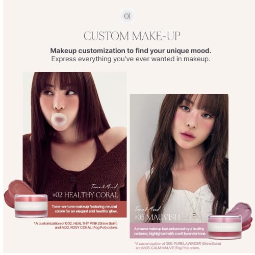 Heart Percent Dote On Mood Custom Lip & Cheek [Dual Color] Matte (Fog Pot) & Glow (Shine Balm) #05.Mauvish/Mobishi