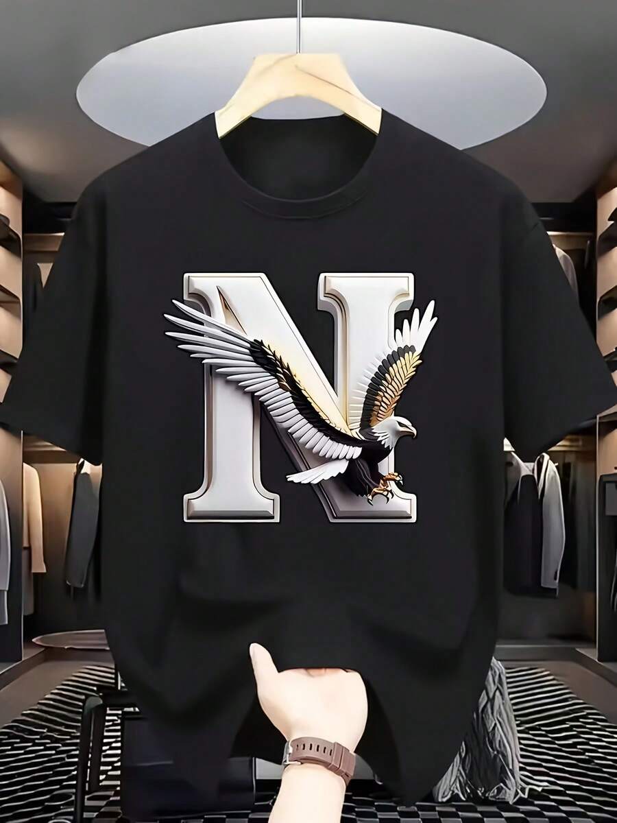

Unisex s Bold Greek Letter N Print T-Shirt With Greek Key & Eagle Logo Design XL