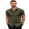Popular Men's Button Slim Fit Fashionable Short Sleeved Polyester Fiber Shirt Summer Business Casual Shirt