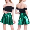 High-Waist Bright Color Mini Skirt Women Nightclub Stage Show Skater Skirt Streetwear