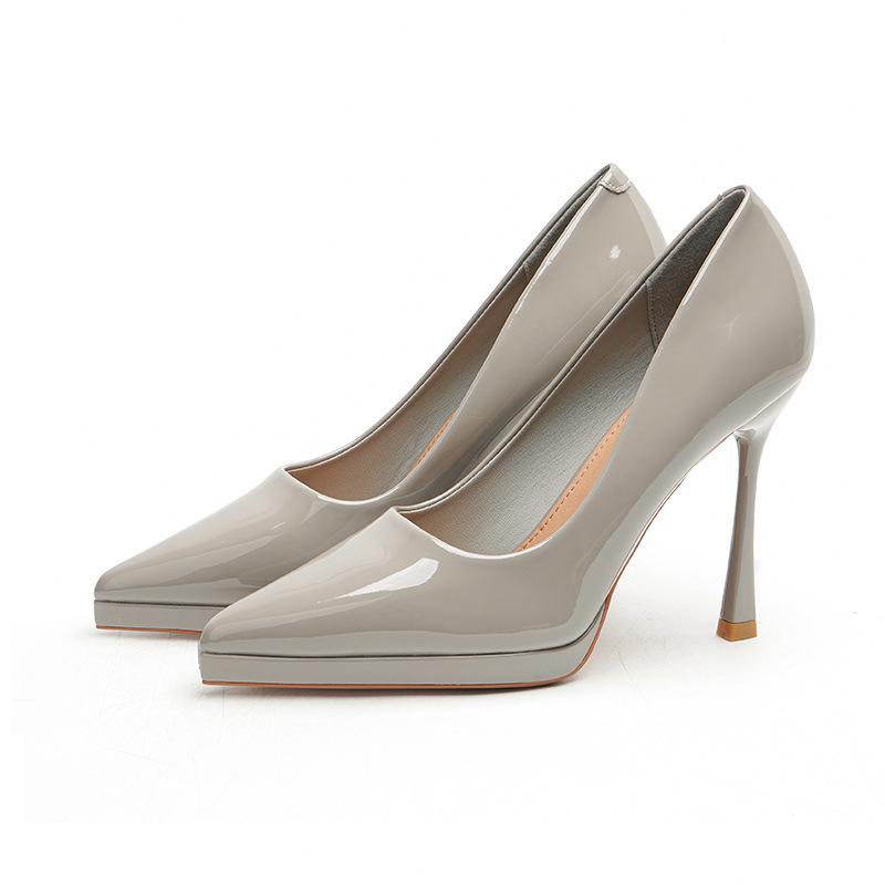 Solid Color Patent Leather Stiletto Platform Heels - Sexy Pointed Toe Women's Shoes 2025 Edition