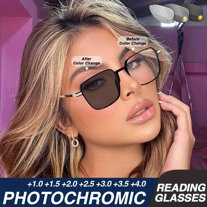 1pc Exquisite Large Frame Women's Color Changing Reading Glasses Comfortable and Simple Integrated Nose Support