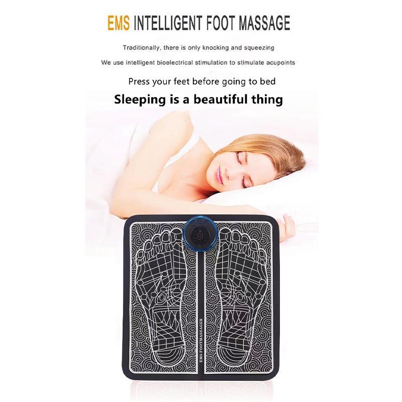 Electric EMS Foot Massager Pad Foot Massage Mat USB Charge LED Digital Display Acupoint Massager