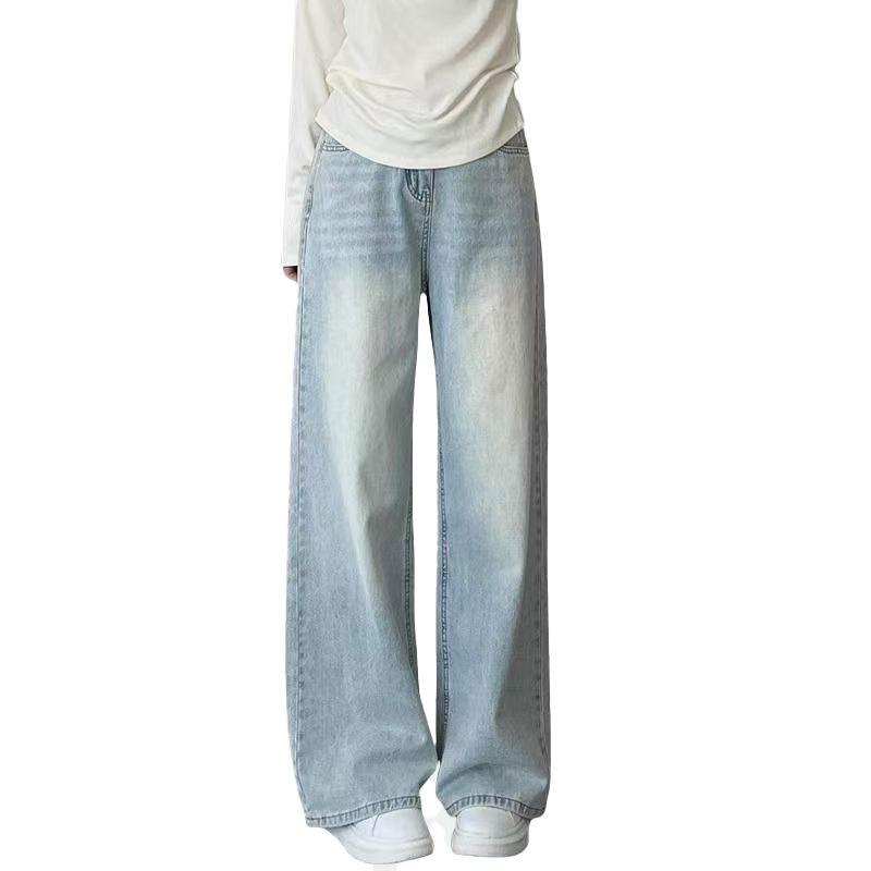 Autumn New Large High Waist Wide Leg Jeans Design for Women Loose and Vertical Straight Legs