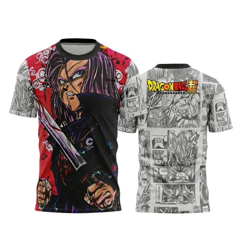 Summer Dragon Ball Vegeta Super Saiya God Comic Themed Print Breathable Quick Drying T-shirt Adult Parent Top
