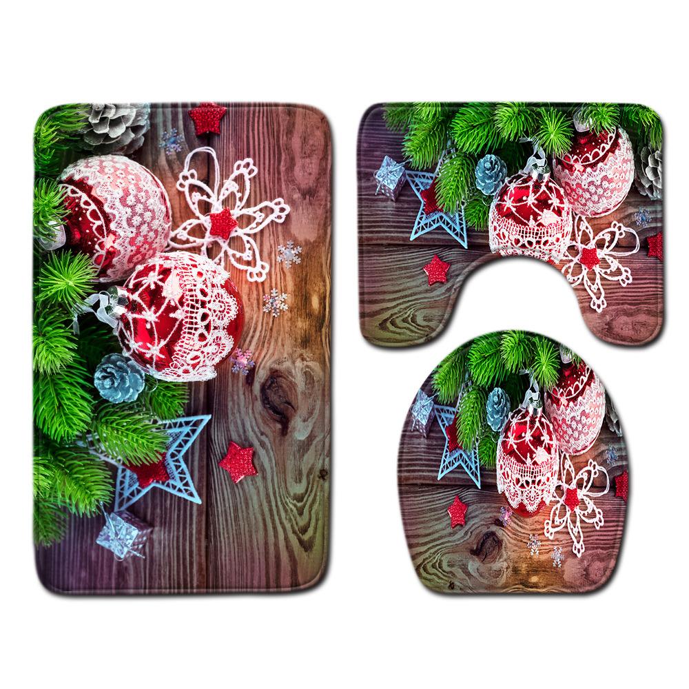 Weihnachts-Badezimmer-Bodenmatte Toilette Dreiteiliges Set