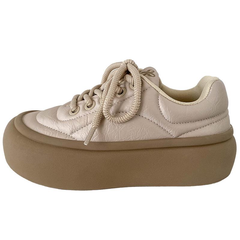 XY-A331 Latex-Innensohle hässlich süß großer Kopf Plateau weiße Schuhe Damen ins2025 neu vielseitig runde Zehe Freizeitschuhe