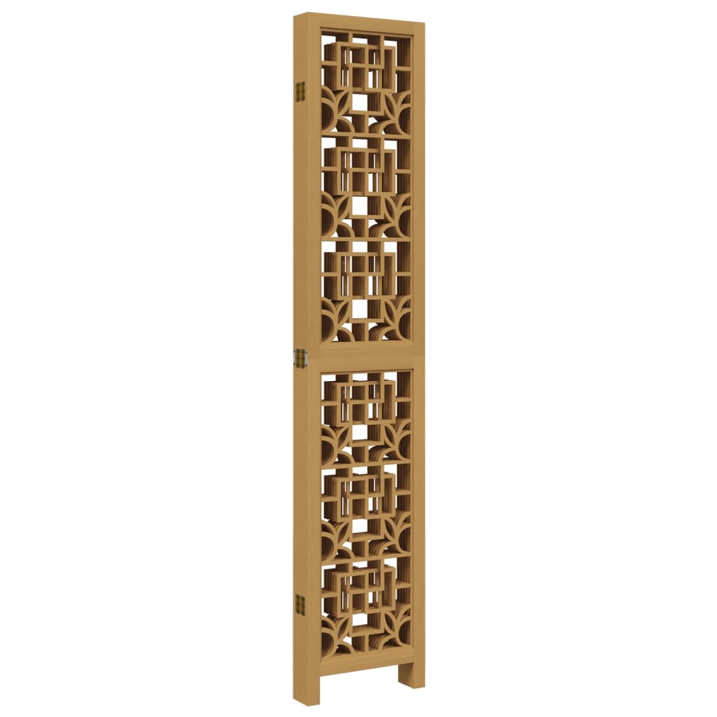 6 Piece Room Divider Brown Solid Paulownia Wood