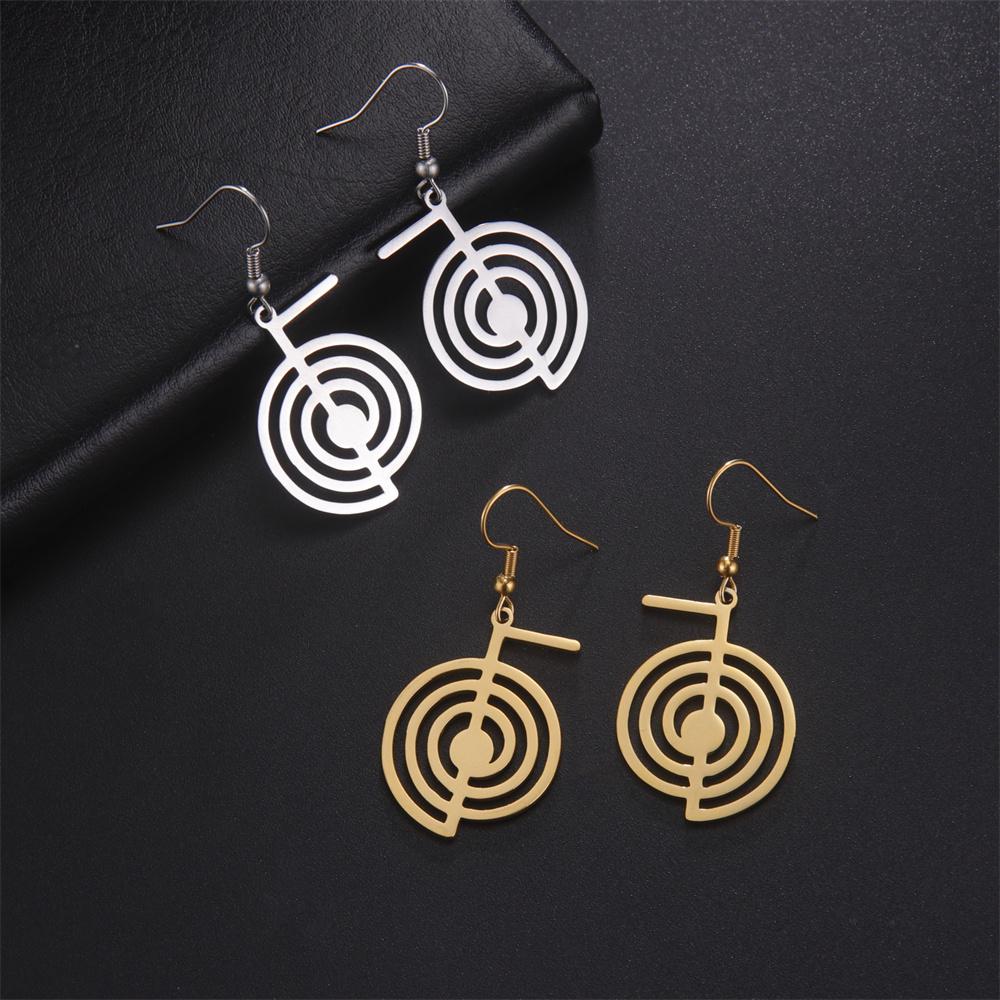 Cho Ku Rei Drop Earrings Stainless Steel Reiki Protection Healing Chokurei Earring Sacred Geometry Energy Amulet Jewelry