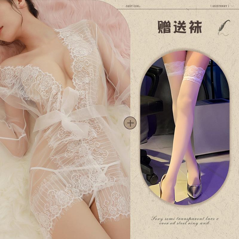New sex underwear sexy lace skirt perspective open file hot jacket three-point underwear set