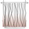 Minimalist Wavy Line Shower Curtain Gradient Design Waterproof Bath Curtain Bathroom Decor Multiple Options Polyester With Hooks