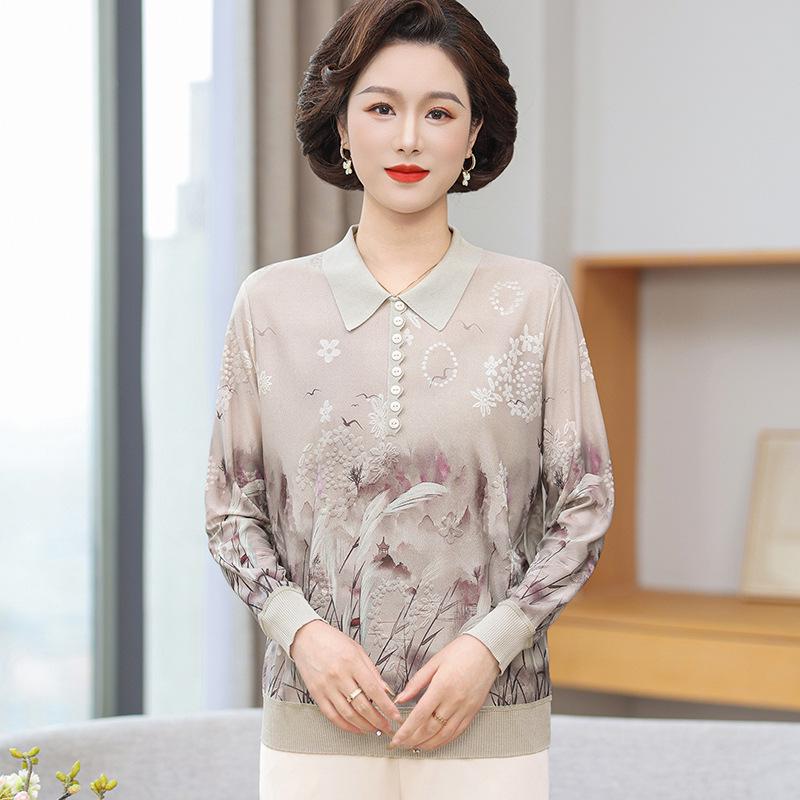

2026 Spring/Autumn Stylish Age-Reducing Top for Middle-Aged Women: New Style Autumn Clothing for a Chic Look XL