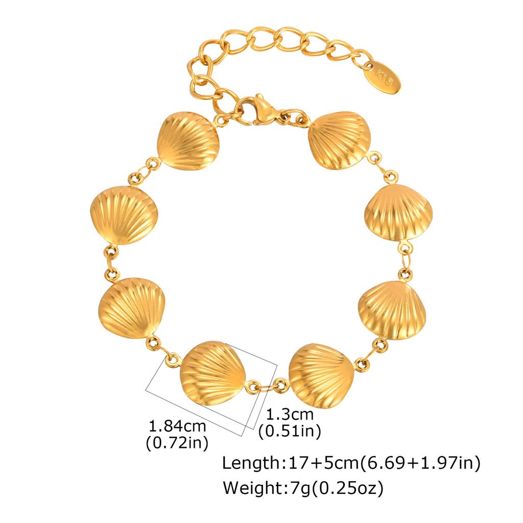 Fashion Resort Ocean Wind Stainless Steel Conch Gold Bracelet Women'S Jewelry 2475