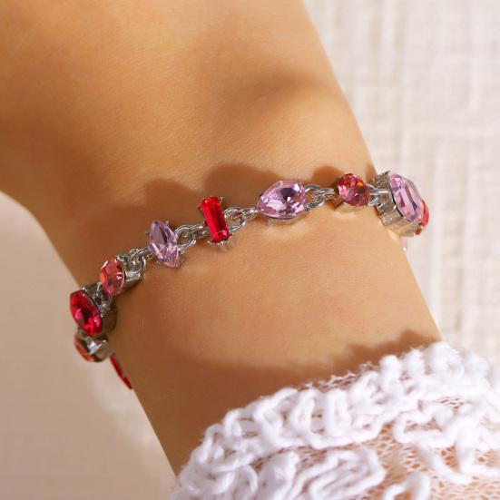 Women Bracelet Irregular Cubic Zirconia Inlaid Adjustable Length Stacking Bracelet Rainbow Color Bracelet Jewelry Gift