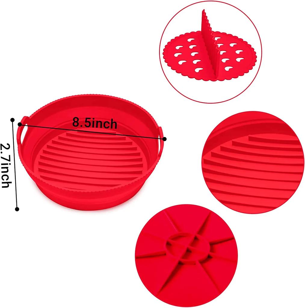 Round Reusable Foldable Bpa Free Airfryer Baking Molds NEW Air Fryer Silicone Pot Basket Plate Cooking Air Fryer Accessories