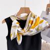 Leaf Print Simulation Silk Scarf Square Scarf High-End Shawl Versatile Neck Small Square Scarf Headscarf