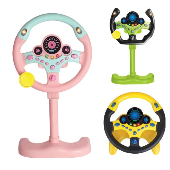 Passenger Seat Steering Wheel Toy with Music Light Kids Car Driving Simulation Wheel Toddlers Pretend Driving Educational Steering Wheel Boys Girls