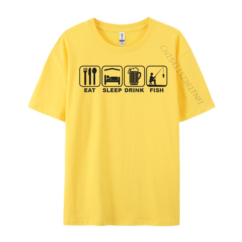Tops Tees T-Shirt Eat Sleep Fish Repeat T-shirt Combed Cotton Crewneck  Tshirts Fitness Tight Prevailing