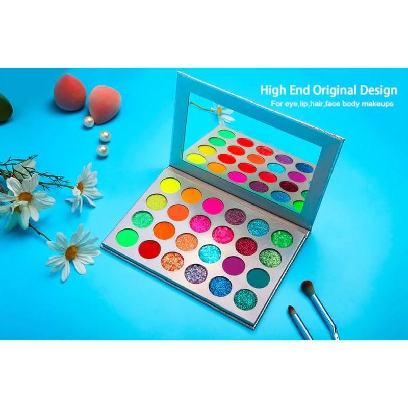 DE'LANCI - 24-farbige Schwarzlicht-Lidschattenpalette