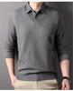 Men's Faux Two-Piece Lapel Knit Sweater - Thermal Velvet Base Layer for Autumn/Winter