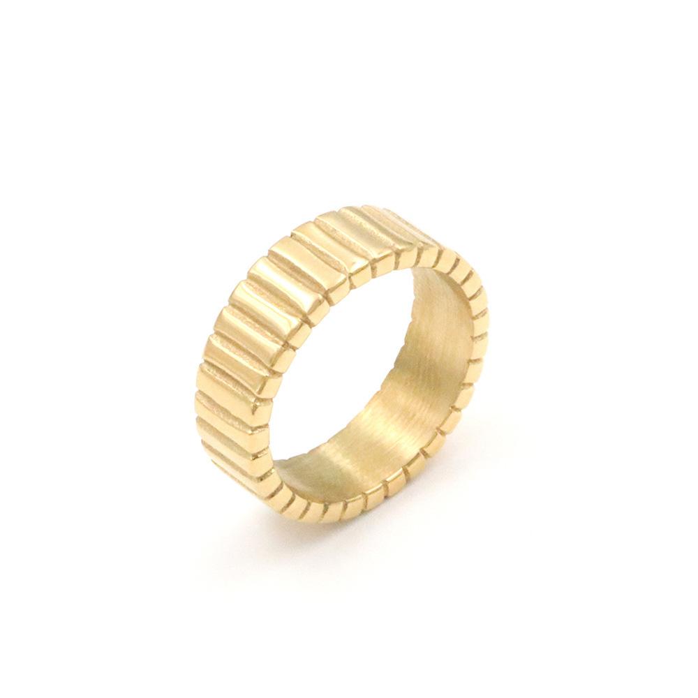 Jewelry Titanium Steel Gear Ring Women'S Non-Fading High-End 18K Gold Simple Ring