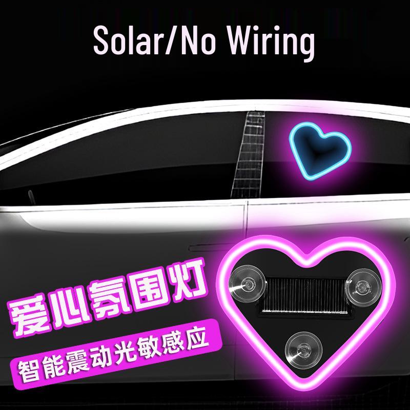 

Luminous Car Heart-Shaped Solar LED Triangle Window Light Ice Blue
