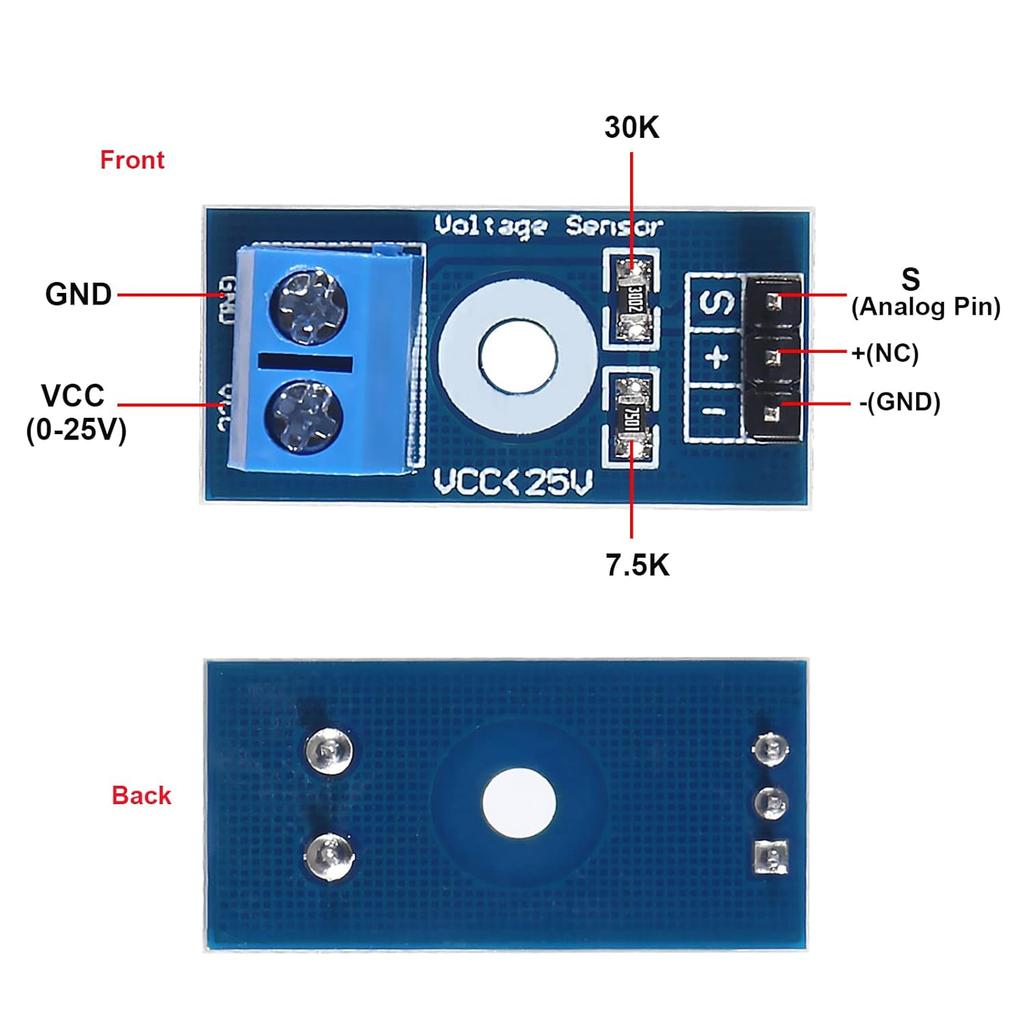 10PCS DC 0-25V Voltage Terminal Measurement Module Voltage Detection Sensor for Robot for Arduino