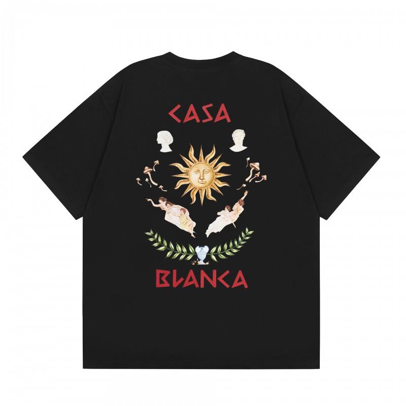 Casablanca Streetwear T-Shirt Men Women Loose Fit Short Sleeve Casual Tee High Street Style