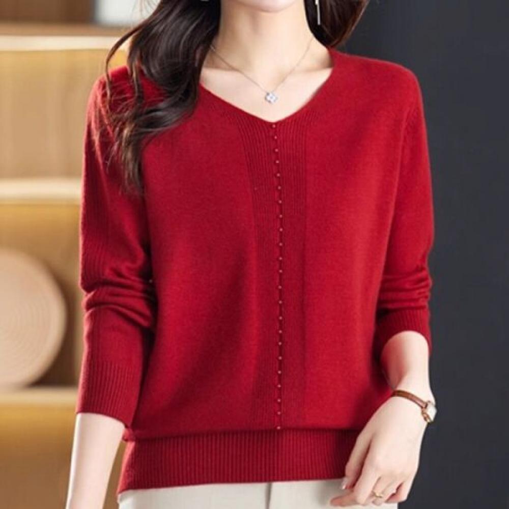 NaVaVa Women S baSic Daily V Neck Long SleeVe Knit Nk3480