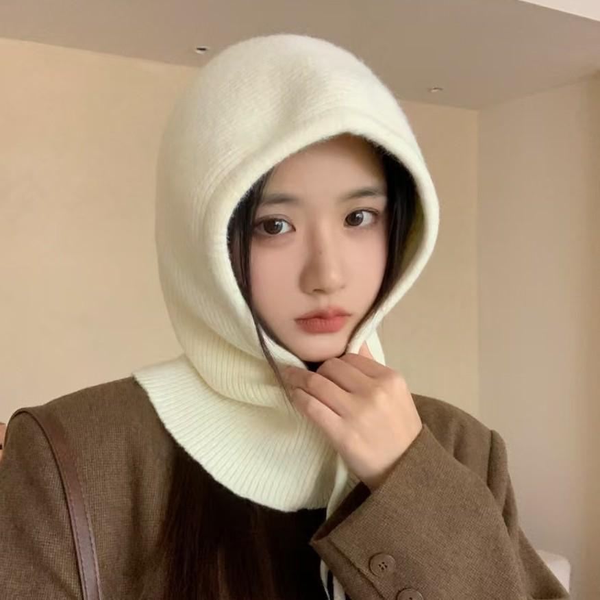 Chapeau d'automne et d'hiver pour femme, mode polyvalente, cagoule, bonnet à trou sur le dessus, casquette de baseball, écharpe intégrée, ensemble deux pièces