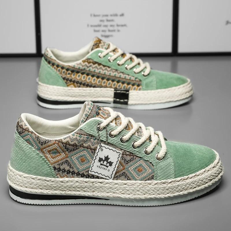 

Модная мужская обувь SYTK, лоферы из льняной ткани рыбака, летние мужские кроссовки, летняя плоская парусиновая обувь для мужчин, повседневная обувь для мужчин 39 зелёный