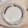 Golden Silver Cake Tray Round Dinner Serving Tray Retro Fruit Snack Plate  Party Decorative