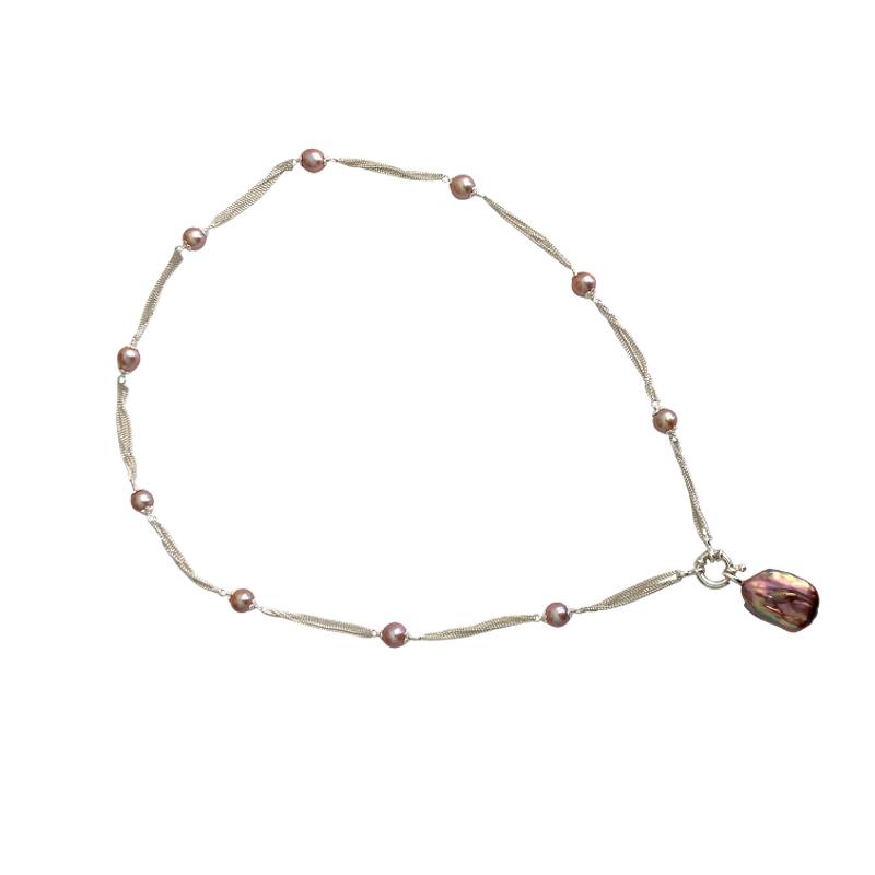 

Натуральный пресноводный жемчуг Фиолетовый кулон в стиле барокко, ожерелье-цепочка, серебро 925 пробы, винтажный дизайн премиум-класса для нишевой аудитории 50cm