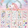 10 Sheet Watercolor Unicorn Stickers Cute Waterproof Pink Unicorn Stickers Waterproof Temporary tattoo,The Tattoo On the Face Party Favors Supplies