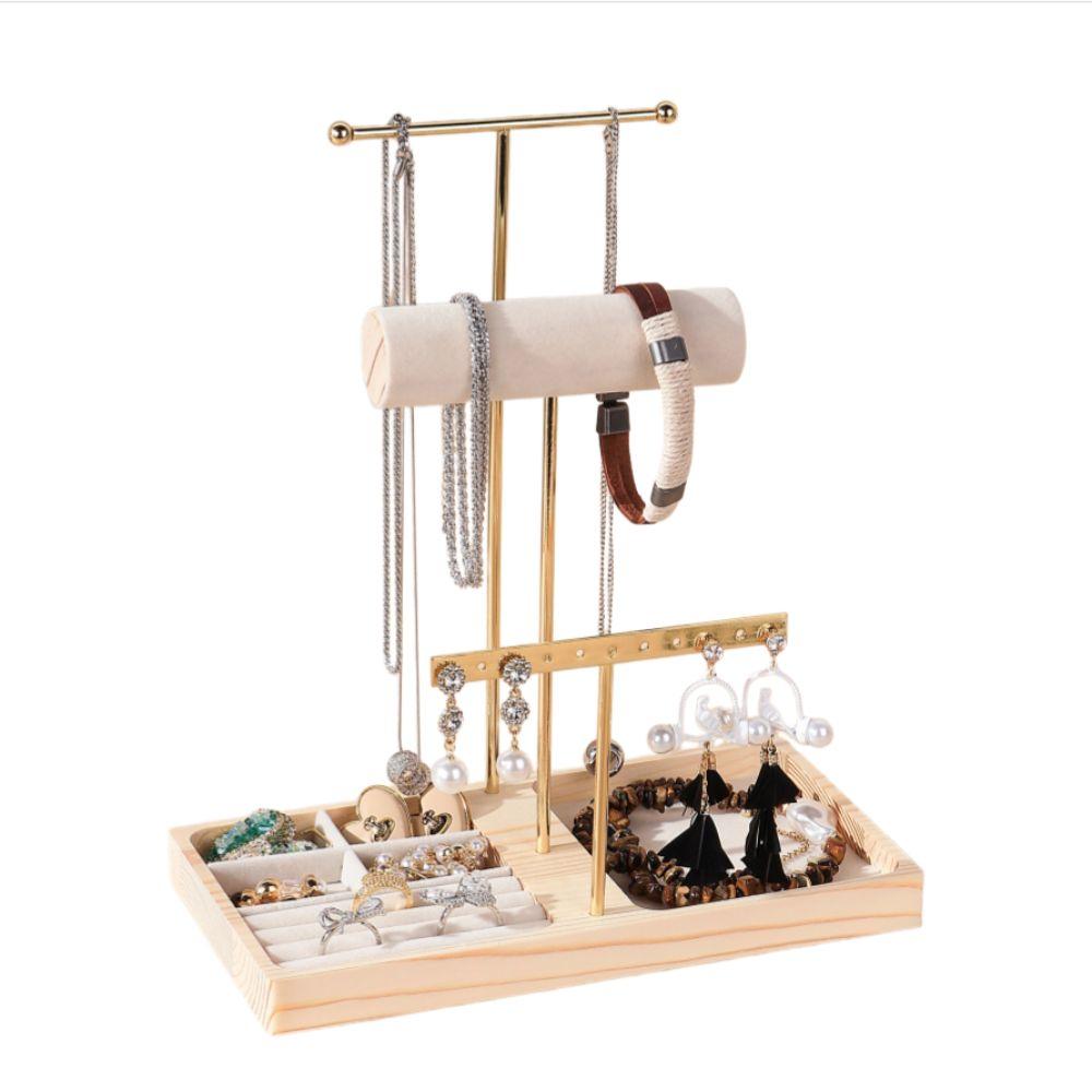 Platzsparender Schmuckständer Einfacher Holzschmuck-Ausstellungsständer Damen Mädchen