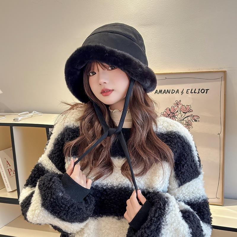 New Plush Fisherman Hat for Women In Winter Warm Plush Thickened Ear Protection Lei Feng Hat Furry Knitted Pot Hat