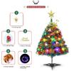 24"/60cm Tabletop Xmas Tree, Artificial Mini Christmas Pine Tree with LED String Lights & Ornaments