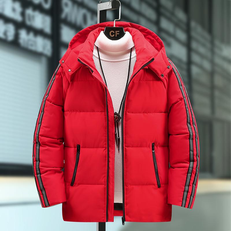 

Зимние куртки больших размеров M-8XL для мужчин, одежда, рукав со светоотражающей полосой, толстые теплые зимние парки с капюшоном 2XL красный