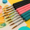 11Pcs Detail Paint Brush Set Ergonomic Handle Soft Weasel Hair Good Adsorbability Detail Brush for Line Drawing Dark