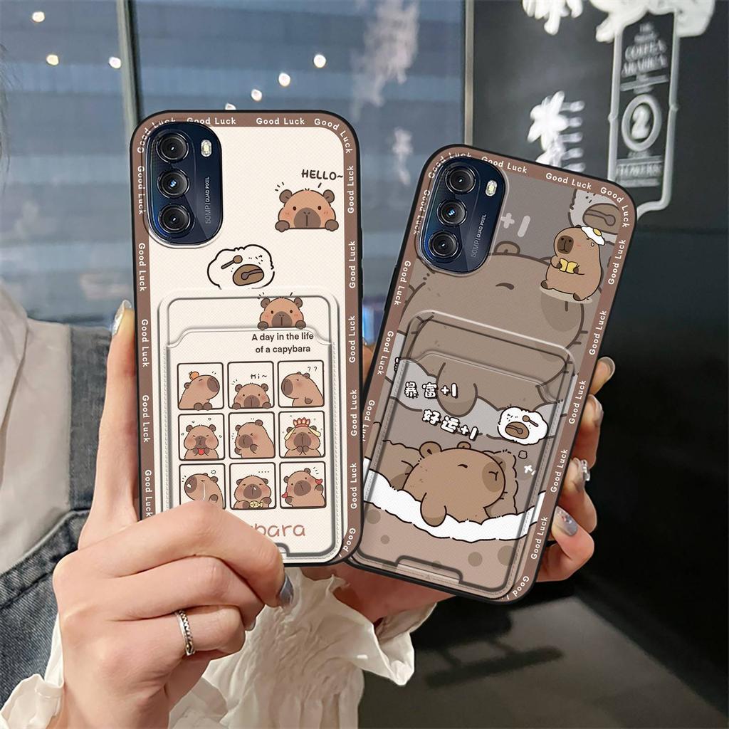 Dirt-resistant Cartoon Phone Case For MOTO G 5G 2022 Cute Durable Shockproof Full wrap Card slot Card bag Graffiti Cover