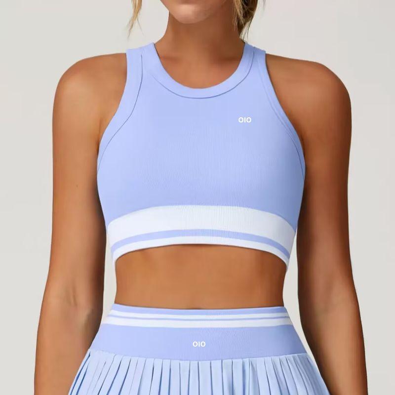 Oiob Seamless Yoga Vest Contrast Color Tight I-Shaped Beauty Back Underwear Fitness Running Short Tennis Sports Top